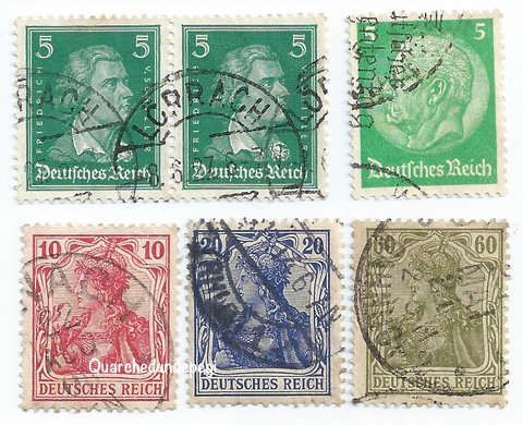 Alcuni francobolli del Reich tedesco